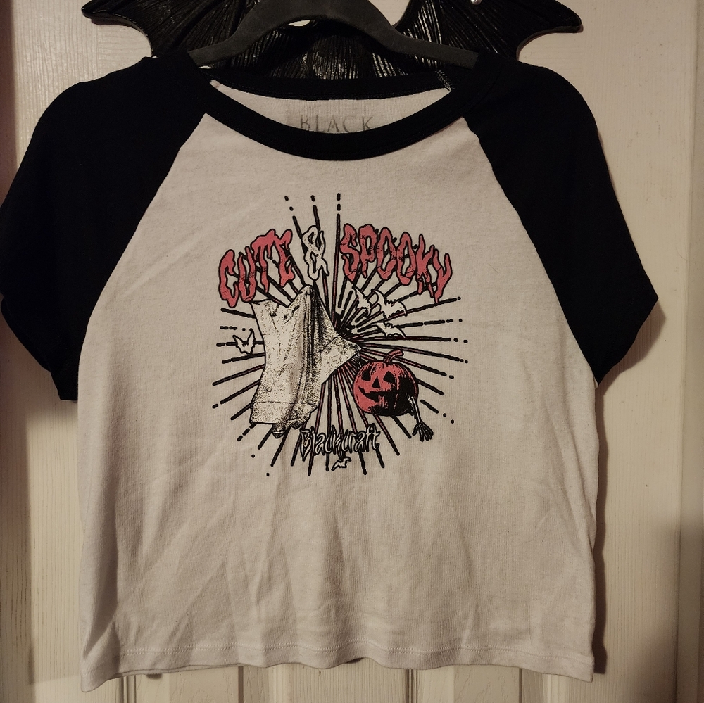 BlackCraft Cult Cropped T-Shirt in black and white, size 2X